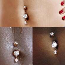 肚脐环 吊坠肚脐环 钢肚脐穿孔首饰 女士泪珠肚脐环