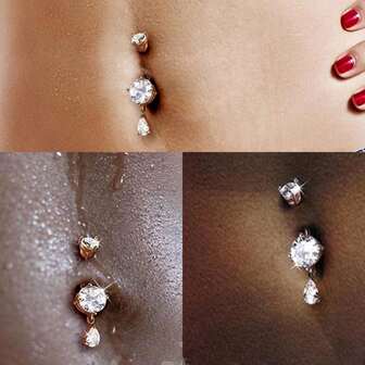 肚脐环 吊坠肚脐环 钢肚脐穿孔首饰 女士泪珠肚脐环