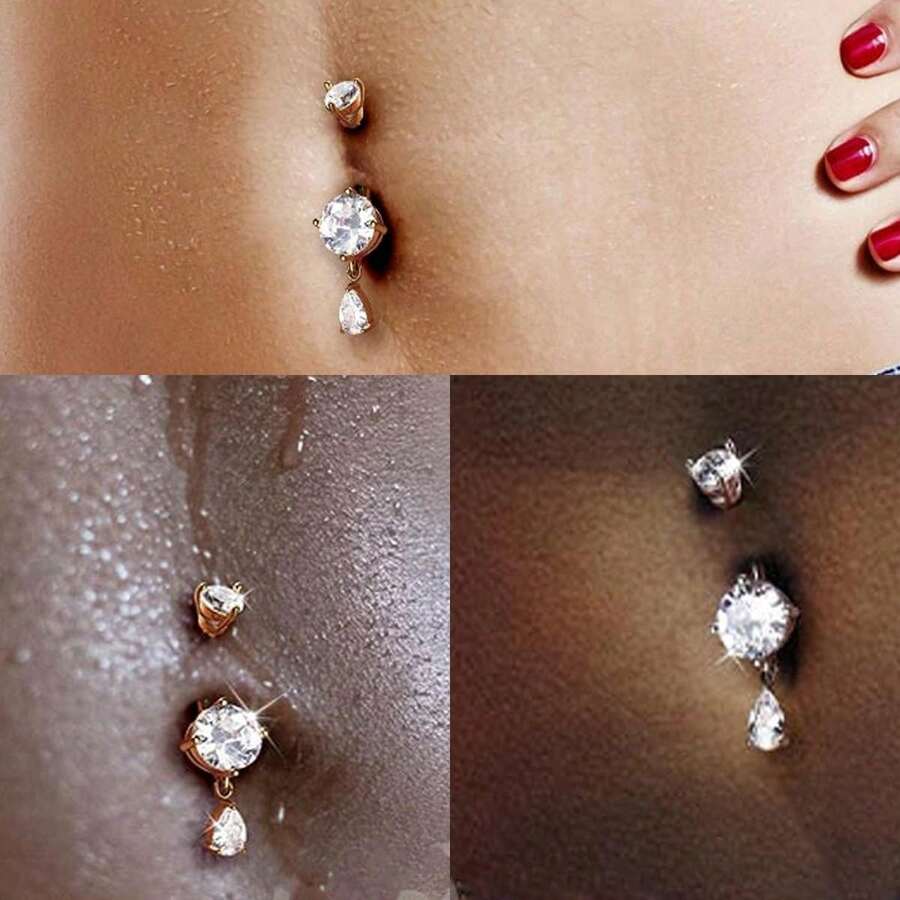 肚脐环 吊坠肚脐环 钢肚脐穿孔首饰 女士泪珠肚脐环