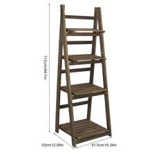 4 Tier Ladder Shelf Display Unit Home Bookcase Stand Plant Flower Storage Rack (Brown) - Brown - View 2