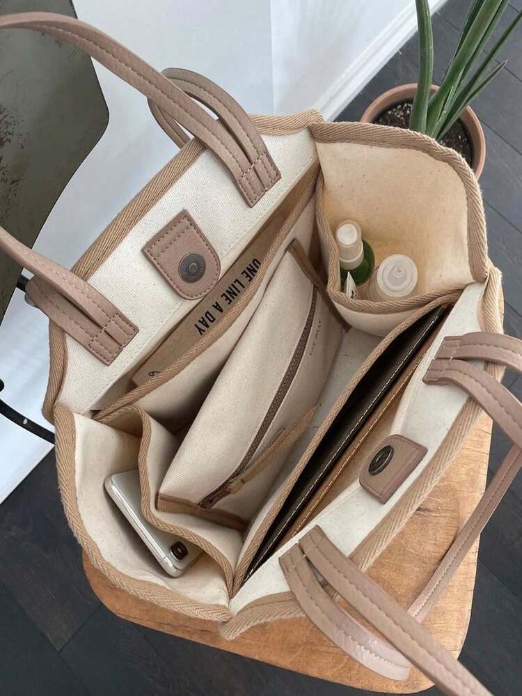 轻便妈咪单肩包、邮差尿布包午餐包 - 卡其色 - 查看 7