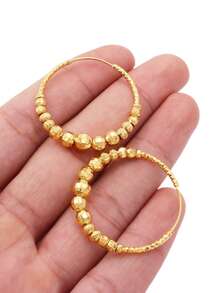 Gold Tone Large Hoop Earrings, Suitable For Pierced Ears, Gold Earrings, Pierced Jewelry, Women/Girls Accessories, Jewelry Gift - Gold - View 3