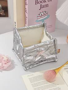 1 Piece Pink Bow Design Storage Basket,Desktop Clutter Storage Basket, Tabletop Miscellaneous Storage Basket, Lipstick Makeup Brush & Skincare Product Storage Basket, Waterproof Cosmetic Storage Basket,For Brushes And Skin Care Products Storage And Organization,Desktop Decor, Makeup Organizer Rack,Plastic Basket,Toy Basket,House Decor,Table Decor,Home Decor Items,Room Decor,Bedroom Decor,Gifts - Multicolor - View 9