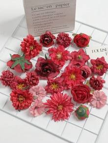 42 件套，玫瑰、茉莉、月季、雏菊等多种花卉组合花头，非常适合 DIY 婚礼、新娘花束、插花、订婚派对、餐桌装饰布置、餐桌中心装饰、迎宾派对、派对、卧室家居装饰、秋季装饰、秋季