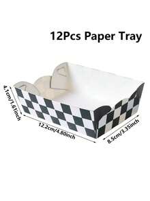 12pcs Racing Car Theme Disposable Paper Plates, Black & White Checkered Racing Car Snack Trays, Disposable Food Containers, Cookie Baking Trays, Popcorn Boxes, Racing Car Theme Birthday Party Supplies, Racing Competition Tableware, Racing Party Supplies, Wedding Decorations, Baby Shower Favors, Bridal Shower Gifts, Holiday Party Supplies - Racing - View 4