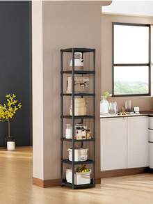 1pc 3-7 Tier Free Installation Storage Rack, Floor Standing Shelf For Kitchen, Living Room, Bedroom, High Capacity Home Decor - Multicolor - View 2