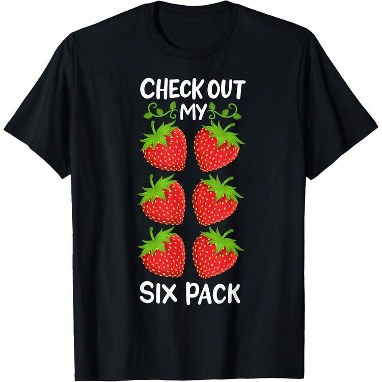 Strawberry Six Pack Fitness T-Shirt - 黑色 - 查看 1