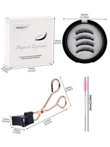 MAGEFY 2 Pairs Manga Reusable Magnetic Suction False Eyelash Mixth Kit,Equipped With Magnetic Clips+With 5 Pcs Eyelash Curler,1 Boxes Magnetic False Eyelashes+1 Boxes Magnetic Half Eye False EyelashesNatural Looking - 眼尾拉長款 - 查看 3