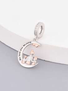 1 pieza Joyería unisex de plata de ley 925 con cuentas de circonita, con el texto "Te amamos mamá", regalo del Día de la Madre
