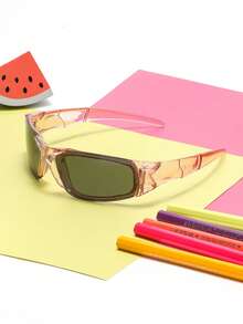 1pc Kids Fashionable Colorful Sports Goggles, Outdoor Cycling Rimless Connected Fashion Glasses, Cute & Personalized For Baby - Multicolor - View 6