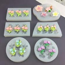 1pc Flower Silicone Mold A Variety Of Flowers Shape Silicone Mold DIY Flower Bunch Mold Soft Mold DIY Handmade Soap Mold Aromatherapy Candle Making Earring Making Plaster Polymer Clay Decorating Supplies Perfect For Home Wedding And Party Decorations Aromatherapy Candle Resin Wax Mold