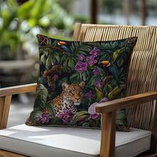 MEMNUN 1 pièce Housse de coussin en polyester imprimé tropical avec toucan bleu et léopard de 17,7*17,7 po (45*45 cm)/19,69*19,69 po (50*50 cm)/15,75*15,75 po (40*40 cm) [Impression unilatérale] Décoration d'intérieur [Insert de coussin non inclus], Convient pour un usage quotidien, Décoration minimaliste haut de gamme pour le salon, le canapé, la chambre à coucher, l'appuie-tête de voiture - Multicolore - Voir 6