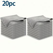 20pcs/Kitchen Towels, Microfiber Black And Light Grey Cleaning Cloth Set, Absorbent, Soft, Stain Removal Cloth For Cleaning Glass, Cooking Table, Pot, Bowl, Faucet, Range Hood, Car Wipe Cleaning Cloth, Kitchen, Bathroom, Home, Household Supplier