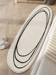 1pc Best Selling Modern Abstract Oval Bedroom Carpet, Living Room Carpet - 12mm Thick 100% Polyester Pile With Non-Slip Backing, Soft & Comfortable Plush Feel, Pill & Lint Resistant - Great For Home Decor, Living Room, Bedside, Bedroom, Bathroom, Kitchen, Laundry Room, Area Rug | Minimalist Decorative Floor Mat Soft Touch Pad - Holiday Decoration, Room Decor, All Season Use