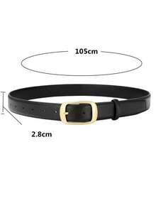 1 条女士合金小方扣 PU 皮带，简约时尚，适合牛仔裤、长裤、外套、连衣裙秋季、万圣节