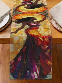 1 Stück Tischläufer aus Leinen mit afrikanischem Bohemian-Motiv, bunter Hintergrund, geeignet für Küche, Esstisch, Innen- und Außendekoration, Partyzubehör, 13 x 72 Zoll - Verschiedenfarbig - Übersicht 8