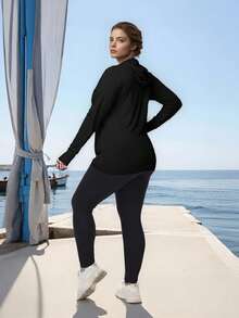 Áo khoác dài tay đơn giản, thường ngày, chống nắng dành cho nữ cỡ lớn năm 2025, màu đen, thích hợp cho mùa xuân. - màu đen - Xem 6