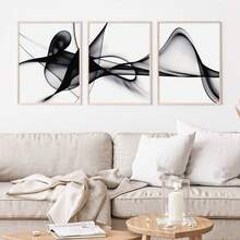 Bộ 3 tranh trừu tượng đen trắng trang nhã trên vải bố, khung gỗ thông - Trang trí tường hiện đại phù hợp cho phòng khách, phòng ngủ, văn phòng, chống thấm nước, in chất lượng cao, hoàn hảo cho trang trí nhà cửa, quán cà phê, quán bar, tranh nghệ thuật trừu tượng, nét vẽ sống động. - 3 CÁI - Xem 7