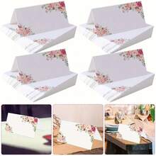 5/20/40 件座位卡空白桌名牌，婚礼用品，宴会婚礼座位卡花卉印花装饰座位卡，派对装饰 - 白色 - 查看 2