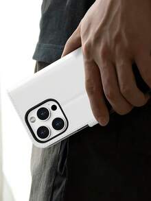 White Multifunctional Wallet-Style PU Phone Case, Compatible With IPhone 11/12/13/14/15 Pro Max, Suitable For Daily Use Wallet-Style Flip Phone Case, Compatible With Samsung Galaxy A55/A54/A53/A52/A51/A14/A15/S22/S23/S24 Ultra, Can Hold Credit Cards OnePlus N200 5G/N20/N30/Ace/Ace2/11/10 Genuine Leather Phone Case With Kickstand - White - View 4