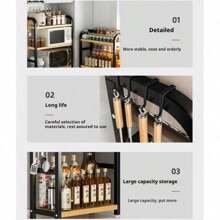 1pc Kitchen Spice Rack, Countertop Storage Organizer, No-Drill Seasoning Shelf