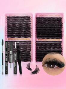 621/800/1 套 D 卷蓬松单根假睫毛,10-18mm 宽柄,DIY 浓密丰盈自然妆效可重复使用睫毛嫁接套装,包含化妆工具、胶水、定型液、睫毛夹和 2 支睫毛刷,适合日常、婚礼、约会、派对、旅行、春季等场合。 - 黑色 - 查看 14
