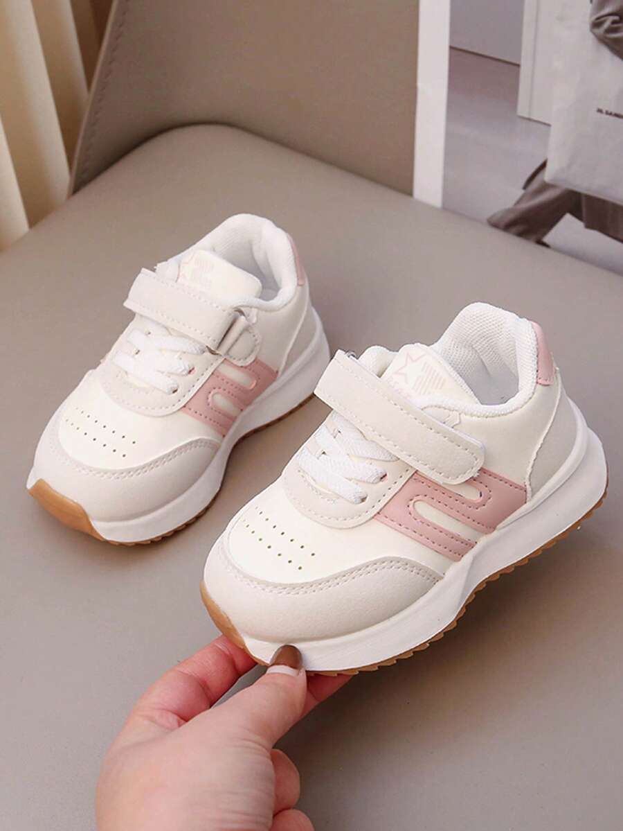 1 Pair Of 2025 Fashionable New Children's Sports Shoes, Suitable For All Seasons, Casual Shoes For Girls, Running Shoes Suitable For Daily Travel And Campus Activities, Baby Walking Shoes, Lightweight, Wear-Resistant, And Anti Slip Sneakers For Boys - Pink - View 1