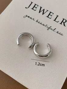 2pcs Set Clip On Earrings, Women's Fake Ear Cuff Rings, Fashion Circle Cartilage Clip Earrings, Girl's Jewelry Gift