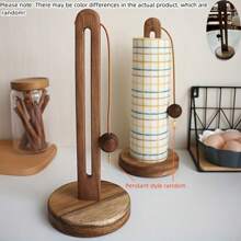 1pc Wooden Vertical Paper Towel Holder, Tissue Paper Roll Rack, Home Kitchen & Bathroom Paper Towel Storage Organizer