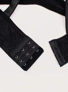Damen Drahtloser Bügel-BH mit nahtlosem Blumenmuster, komfortabel mit minimalem Seitenspeck, Schwarz