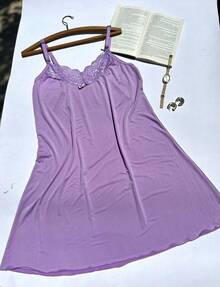 Plus Size Classic Comfort Nightgown With Reinforced Adjustable Straps Silky Fabric - Promotion Large Women's Nightgown - Lila Púrpura - Ver 4