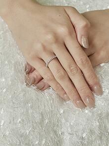 1枚优雅奢华立方氧化锆戒指，S925纯银承诺戒指，永恒戒指，精美珠宝礼品，女士之选 - 間隔戒指 - 查看 3