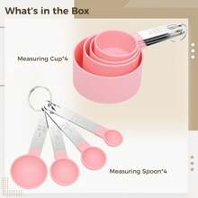 8pcs Measuring Cups & Spoons Set, Stackable Cups And Spoons, Nesting Measure Cups With Stainless Steel Handle, Kitchen Gadgets For Cooking & Baking