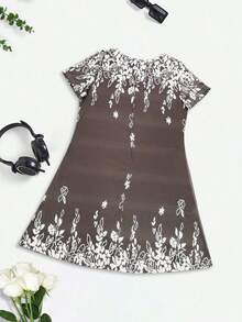 新款时尚轻盈优雅休闲度假风格女式短袖连衣裙，适合户外、居家、旅行、工作 - 春夏季 - 灰色 - 查看 6