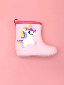 女童/儿童柔软日式时尚防滑防水鞋户外轻便雨靴，可爱男童雨靴 - 粉色 - 查看 4