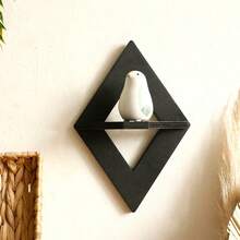 1pc Simple Wall Mounted Storage Shelf, Creative Wall Decor Organizer Rack For Bedroom, Living Room - Black - View 1