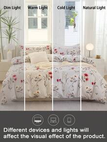 3pcs/Set Floral Pattern Duvet Cover Set(1 Duvet Cover & 2 Pillowcase)Soft And Skin-Friendly Duvet Cover Bedding Set For Home, All Season Bed Sheets Set