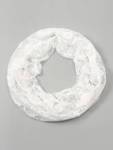 1件时尚纯色蕾丝三角头纱，轻盈花卉刺绣镂空披肩围巾，适合教堂祈祷、婚礼头纱、新娘头纱、秋季女装、情人节配饰