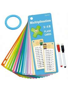 可重复使用的数学加减乘除练习册，配有可擦除工具，适用于学校数学培训教科书的学习抽认卡