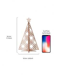 1pc, 6.65*11.14 Inch Creative Wooden Christmas Tree Shaped Desktop Decor, Minimalist Wooden Christmas Tree Home Decoration Accessory, Multiple Designs Available, Suitable For Theme Parties, Restaurants, Celebrations, Store Displays, And Personal Gifts