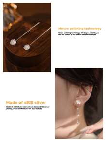 1 paire de boucles d'oreilles gouttes en argent sterling S925 avec fleur rose multicolore fantaisie. Délicates pour le port quotidien, hypoallergéniques, élégantes et luxueuses avec une chaîne à gland. Convient aux femmes, livré avec un coffret cadeau.