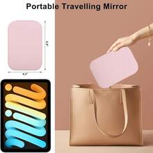 LED 化妆镜，便携式垂直皮革折叠洗脸盆，三色照明，可调节触摸屏，紧凑型化妆梳妆镜，完美的母亲节礼物