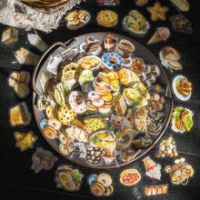 100张/包铁盒贴纸、食品罐系列、精美烘焙饮料主题PET贴纸、剪贴簿用品、装饰笔记本、相框、手机壳、水杯、垃圾桶、文具盒、DIY个性贴纸、学校用品、返校