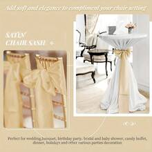 20pcs Champagne Satin Chair Sash Bows, Universal Decorative Chair Cover Ties For Wedding Reception, Washable & Reusable Chair Ribbons, Suitable For Wedding Events And Banquets