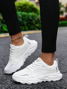 2025年最新时尚透气户外运动白色女鞋，百搭设计 - 白色 - 查看 3