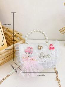 Mini Glitter Decorated Fashion Faux Pearl Evening Clutch