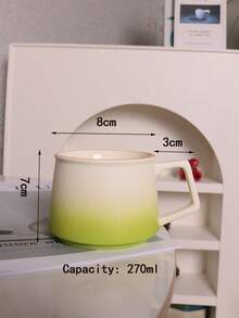 1 Stück 270ml Tasse im Ins-Stil aus Keramik mit Griff, Farbverlauf, Farbverlauf Farbe Latte Tasse, hochwertiger Nachmittagstee Tasse, modischer Becher/Rührkrug, Damen Bürotasse - Kaffeetasse mit Farbverlauf - Übersicht 2