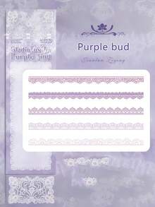 30张/包 复古花卉白色蕾丝贴纸，随机款式，手工DIY装饰剪贴簿相册工艺品，杂物日记装饰，DIY日记装饰标签贴纸 - 白色 - 查看 13