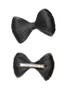 女士时尚可爱蝴蝶结发夹合成接发，蝴蝶结马尾辫耐热纤维发髻 - 彩色 - 查看 7