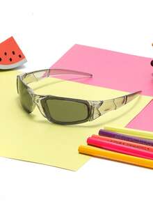 1pc Kids Fashionable Colorful Sports Goggles, Outdoor Cycling Rimless Connected Fashion Glasses, Cute & Personalized For Baby - Multicolor - View 9